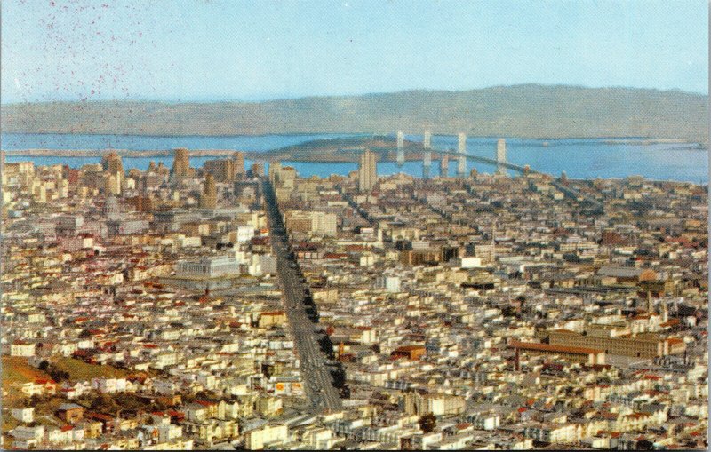 Vtg Aerial View from Twin Peaks San Francisco California CA Unused Postcard