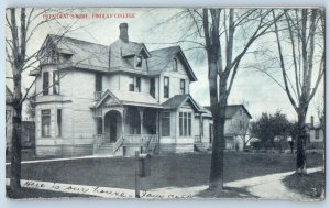 1910 Ohio Vintage Postcard President Home Findlay College Building Field Posted