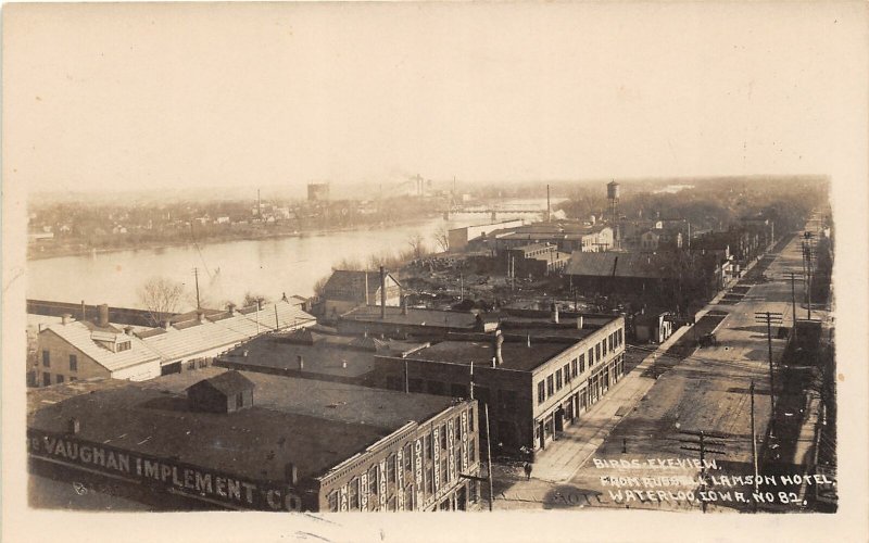 F99/ Waterloo Iowa RPPC Postcard 1914 Birdseye View Lamson Hotel