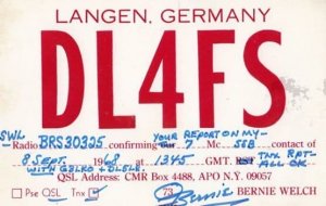 Langen Amateur German Radio Station QSL 1960s Postcard