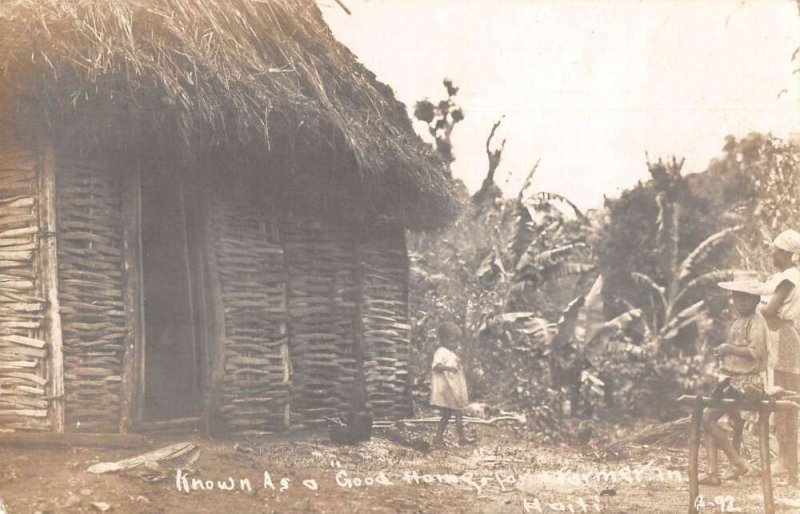 Haiti Native Home Children Real Photo Vintage Postcard AA33339