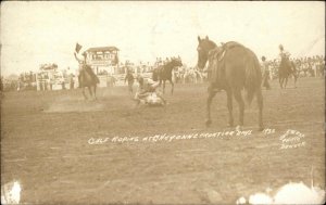 Cheyenne Wyoming WY Calf Roping Rodeo Real Photo Vintage Postcard