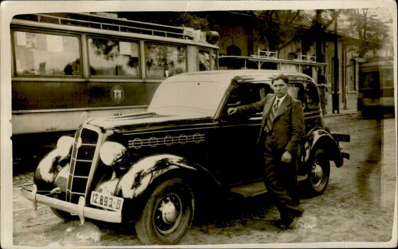 IMV00936 tram  romania real photo old car social history