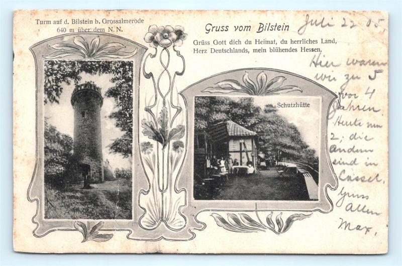 Postcard Germany Gruss vom Bilstein Schutzhutte 1905 Cancel to New York #2 J13