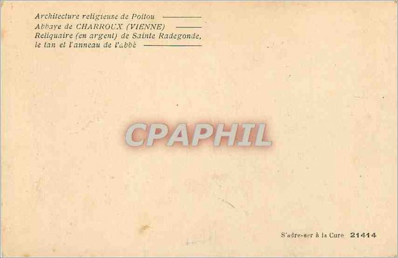 Postcard Ancient Architecture Religieluse Poitou Abbey charroux (Vienna) Reli...