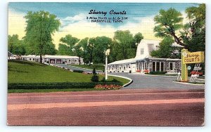 NASHVILLE, TN Tennessee ~ SHERRY COURTS c1950s Roadside Linen Postcard