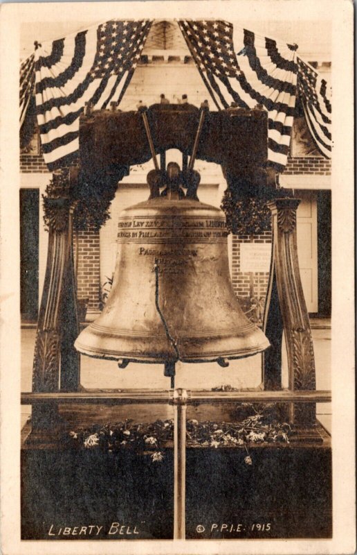 Real Photo Postcard Liberty Bell at Panama Pacific International Exposition 1915 