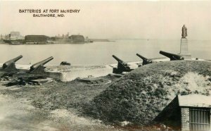 Baltimore Maryland Batteries Fort McHenry 1920s Postcard RPPC Real photo 10701