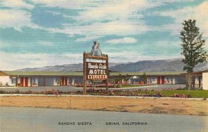 Rancho Siesta Motel US 101 Redwood Highway Ukiah California linen postcard