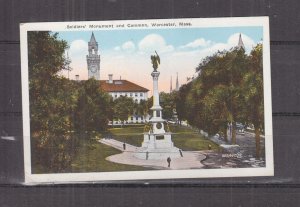 WORCESTER, MASS., SOLDIERS MONUMENT & COMMON, c1930 ppc., unused.