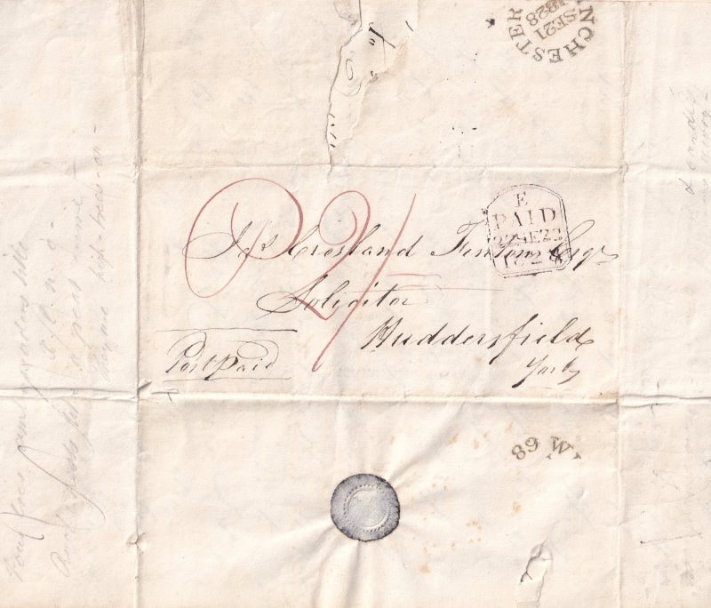 Winchester Huddersfield Yorkshire Victorian 1828 Debt Letter