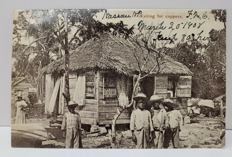 Nassau, Bahamas, Waiting for Coppers Early Postcard B14