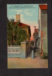 FL Narrowest St in US Treasury St, St Augustine Florida Postcard 1912