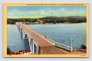 Lake Hamilton Bridge Hot Springs National Park Arkansas UNP Linen Postcard B15