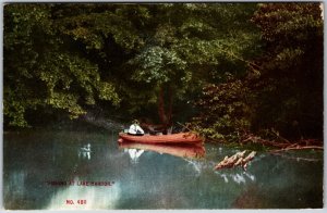 VINTAGE POSTCARD THE LONE FISHERMAN ON DEER CREEK AT DELPHI INDIANA