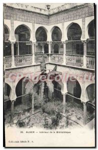 Postcard Old ALGIERS inside the Library