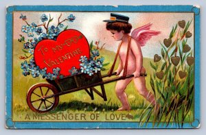 J93/ Valentine's Day Love Holiday Postcard c1910 Cupid Hearts 520