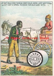 317401-Black Americana Trade Card, Clarks Mile End Spool Cotton