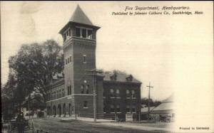 Southbridge MA Fire Station Engine House c1905 UDB Postcard