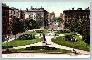 Monument Square  Baltimore  Maryland   Postcard  c1915