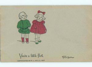 Pre-Linen signed GIRL AND BOY - YOU'RE A LITTLE FLIRT k6440