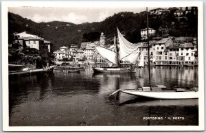 Portofino - Il Porto Italy Ocean View Hotels Ships Real Photo RPPC Postcard