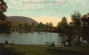 Vintage Postcard Bloody Pond In French Mountain Lake George New York American