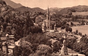 Vintage Postcard Lourdes Hautes-Pyrenees Basilica and Inter-Allied War Memorial