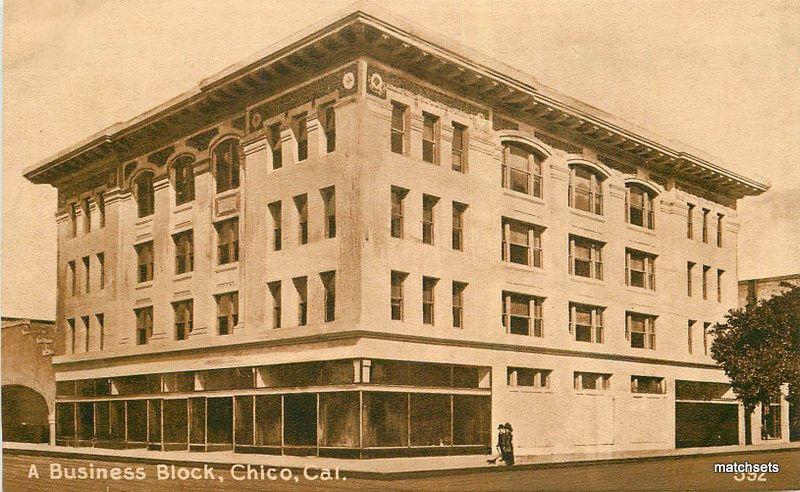 C-1910 CHICO CALIFORNIA Business Block Edward Mitchell postcard 14019