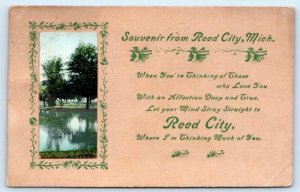 SOUVENIR From REED CITY, MI Michigan ~ With Poem Osceola County ~  1909 Postcard