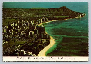 Bird's Eye View Of Waikiki And Diamond Head Hawaii Vintage Unposted Postcard