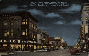 Albuquerque  New Mexico NM Street Scene Linen 1930s-50s Linen Postcard