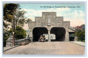 c1910 The Old Bridge On National Pike, Cambridge, Ohio. Postcard F184E