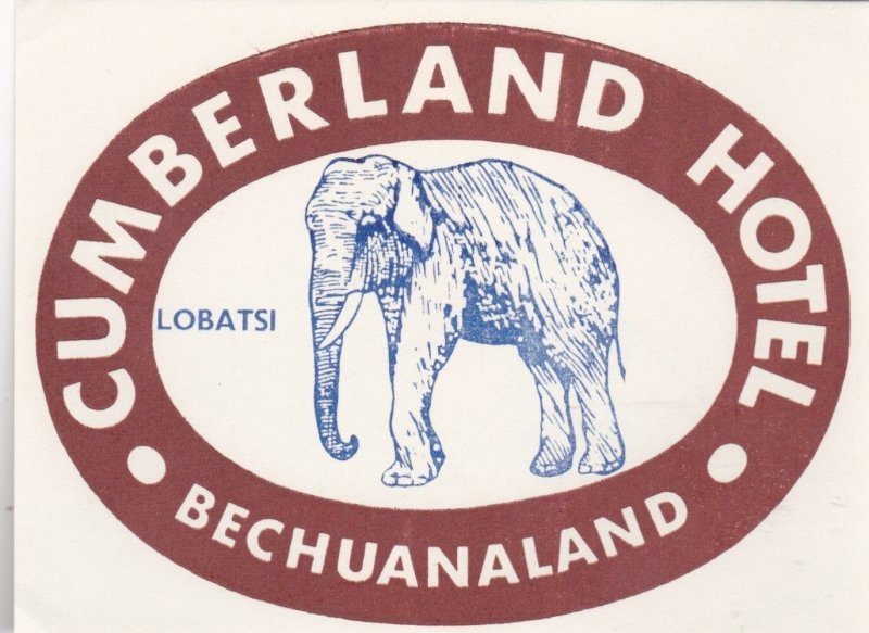 Bechuanaland Lobatsi Cumberland Hotel Elephant Luggage Label lbl0460