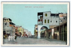 c1905 Port Said Native Street Kaftan Arabian Road Egypt Vintage Antique Postcard 