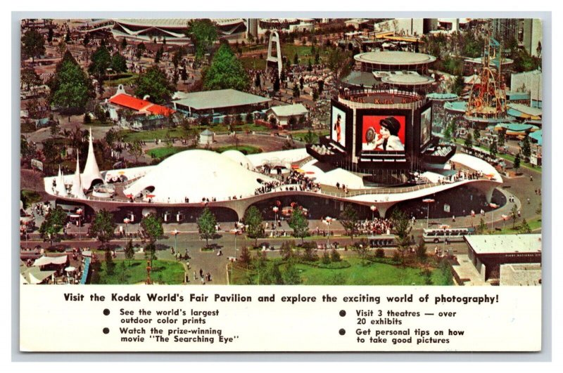 Kodak Worlds Fair Pavilion Aerial View NY NYC UNP 1964 Chrome Postcard H19