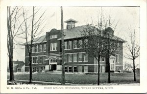 Postcard High School Building in Three Rivers, Michigan~135383