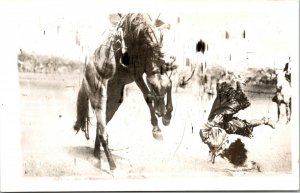 RPPC Bonnie McCarroll bucking horse Silver Pendleton Oregon Postcard cowgirl