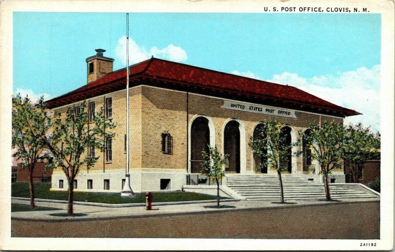 US Post Office Clovis NM New Mexico WB Postcard Curt Teich VTG UNP WOB Vintage 