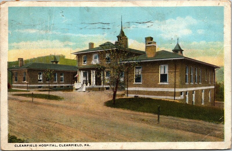 Clearfield Hospital Clearfield PA Pennsylvania WB VTG Postcard PM WOB Note 