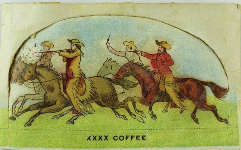 Wild West Show Paper Toy Cut-Out McLaughlin's XXXX Coffee Cowboys On Horses P90