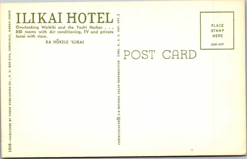 Postcard HOTEL SCENE Honolulu - Waikiki Hawaii HI AN4216