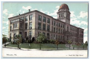 1909 South Side High School Exterior Building Field Milwaukee Wisconsin Postcard 