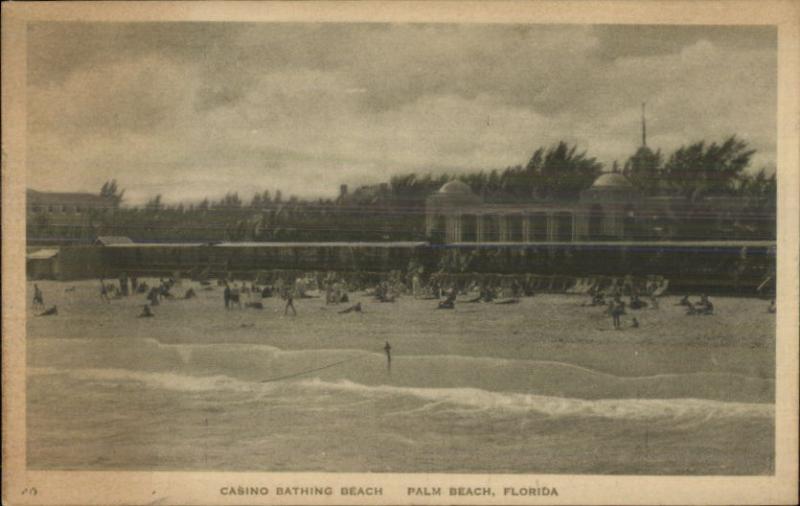 Palm Beach FL Casino Bathing Beach c1915 Postcard