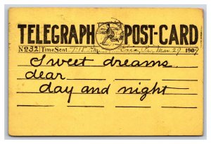 Novelty Telegraph Postcard Romance Sweet Dreams 1909 DB Postcard Q19