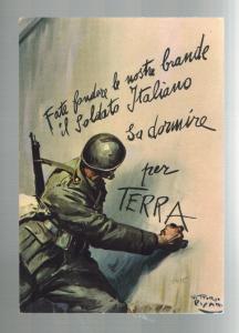 Mint Italy  Army postcard Soldier Drawing Slogan on Wall PAtriotic