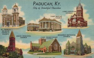 Multi-View Churches Religious Buildings Paducah Kentucky KY Vintage Postcard