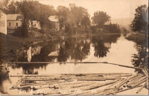 RPPC View At Bolsters Mills ME Logs, Lake c1920 Vintage Postcard R51