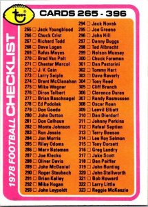 1978 Topps Football Card Checklist #264-396 sk7510