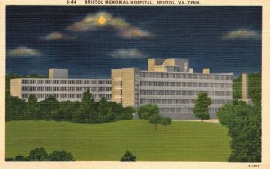 Vintage Postcard Bristol Memorial Hospital Bristol Virginia Tenn. Building VA